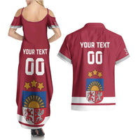 Custom Latvia Hockey Couples Matching Summer Maxi Dress and Hawaiian Shirt Latvijas Go Champions