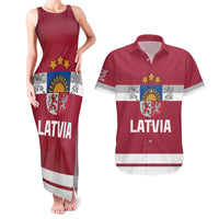 Custom Latvia Hockey Couples Matching Tank Maxi Dress and Hawaiian Shirt Latvijas Go Champions