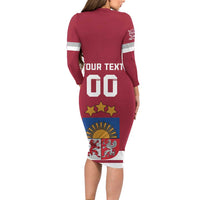 Custom Latvia Hockey Family Matching Long Sleeve Bodycon Dress and Hawaiian Shirt Latvijas Go Champions