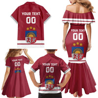 Custom Latvia Hockey Family Matching Mermaid Dress and Hawaiian Shirt Latvijas Go Champions