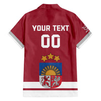 Custom Latvia Hockey Family Matching Off The Shoulder Long Sleeve Dress and Hawaiian Shirt Latvijas Go Champions