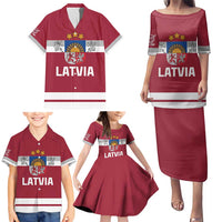 Custom Latvia Hockey Family Matching Puletasi and Hawaiian Shirt Latvijas Go Champions