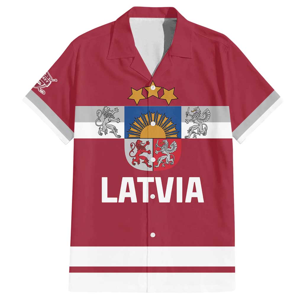 Custom Latvia Hockey Family Matching Puletasi and Hawaiian Shirt Latvijas Go Champions