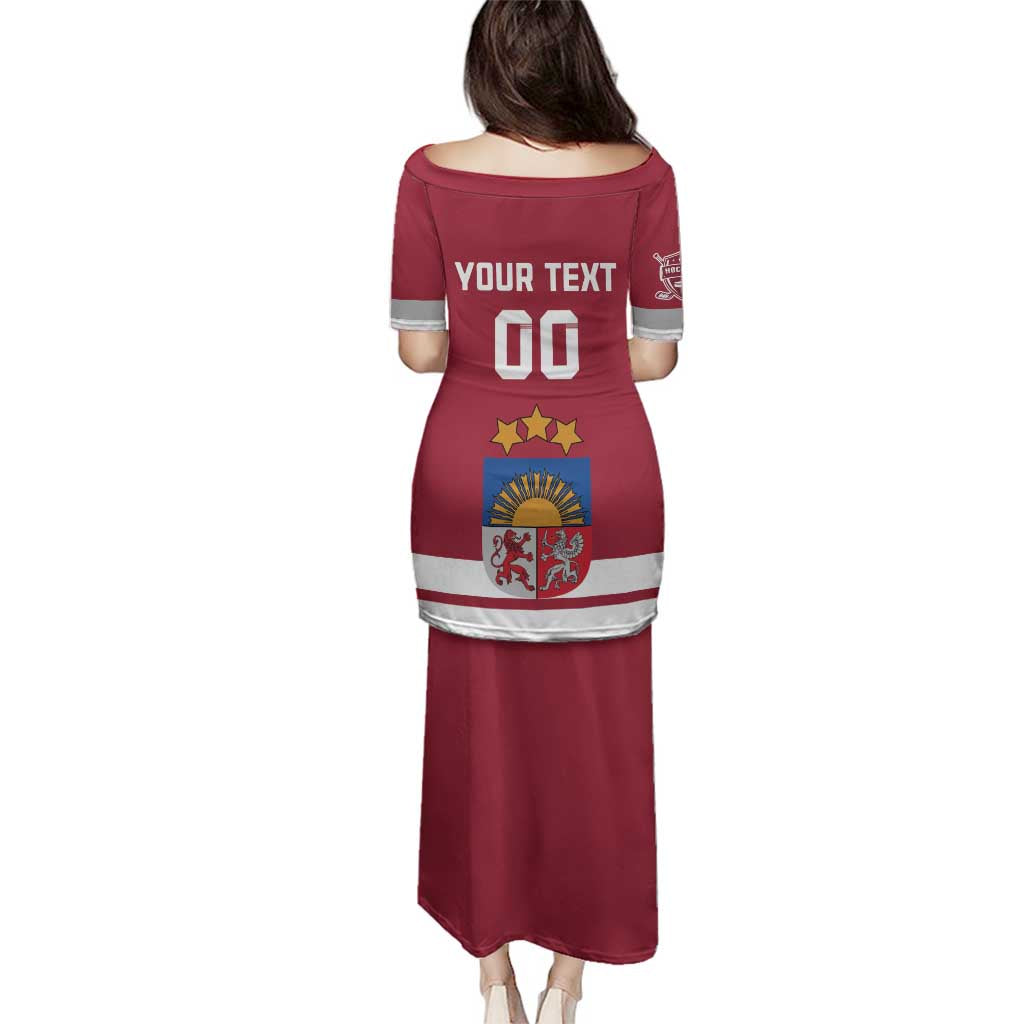 Custom Latvia Hockey Family Matching Puletasi and Hawaiian Shirt Latvijas Go Champions