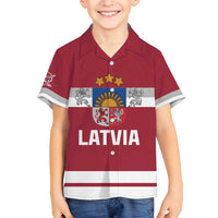 Custom Latvia Hockey Family Matching Short Sleeve Bodycon Dress and Hawaiian Shirt Latvijas Go Champions