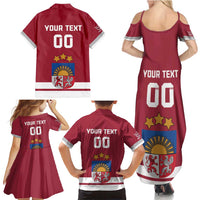 Custom Latvia Hockey Family Matching Summer Maxi Dress and Hawaiian Shirt Latvijas Go Champions