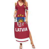 Custom Latvia Hockey Family Matching Summer Maxi Dress and Hawaiian Shirt Latvijas Go Champions