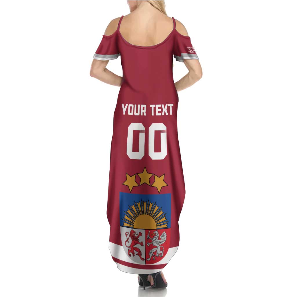 Custom Latvia Hockey Family Matching Summer Maxi Dress and Hawaiian Shirt Latvijas Go Champions