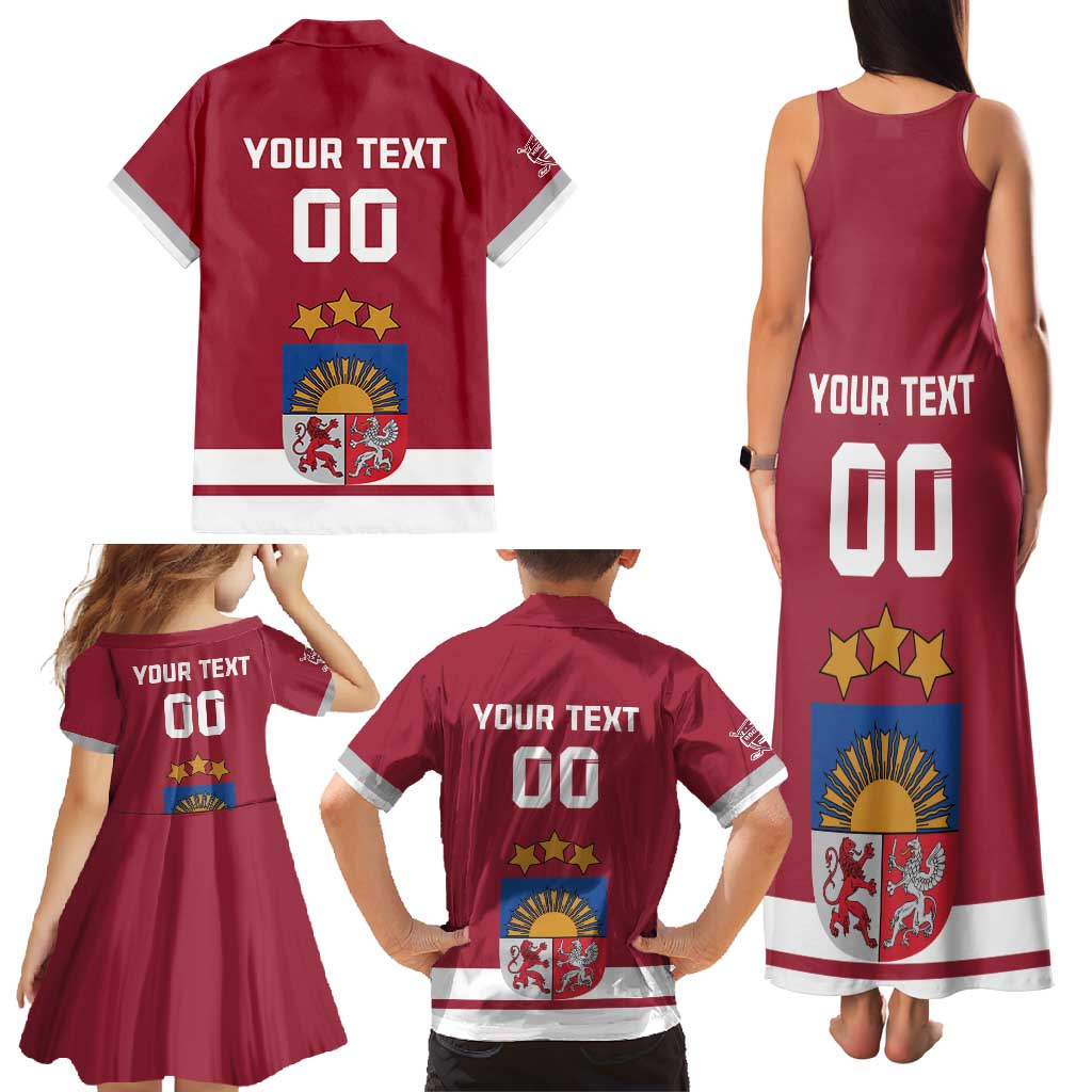 Custom Latvia Hockey Family Matching Tank Maxi Dress and Hawaiian Shirt Latvijas Go Champions
