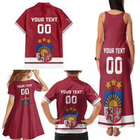 Custom Latvia Hockey Family Matching Tank Maxi Dress and Hawaiian Shirt Latvijas Go Champions