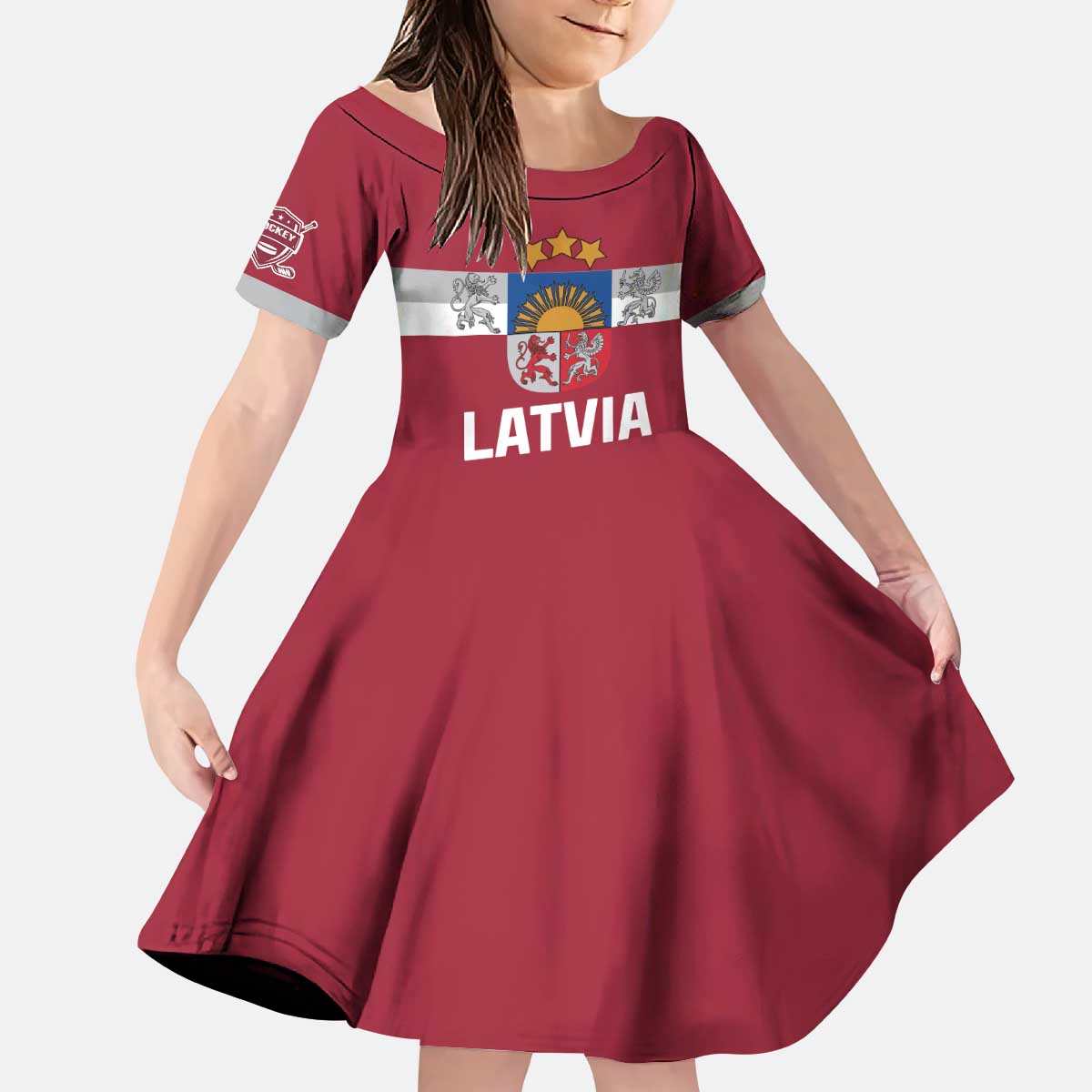 Custom Latvia Hockey Kid Short Sleeve Dress Latvijas Go Champions