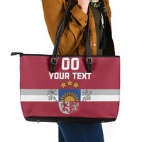 Custom Latvia Hockey Leather Tote Bag Latvijas Go Champions