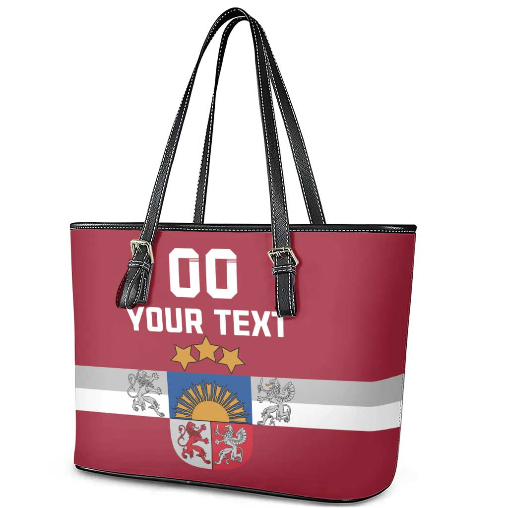 Custom Latvia Hockey Leather Tote Bag Latvijas Go Champions