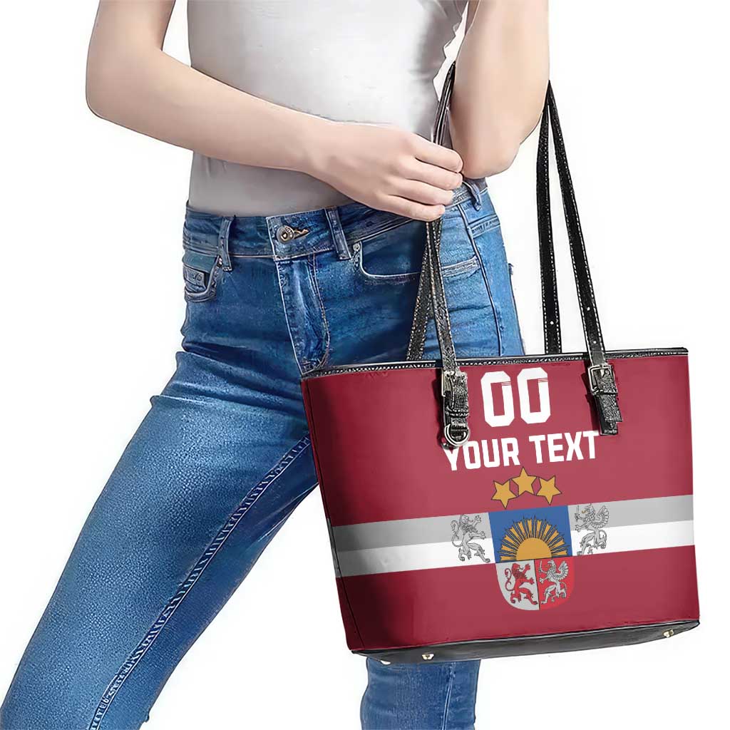 Custom Latvia Hockey Leather Tote Bag Latvijas Go Champions