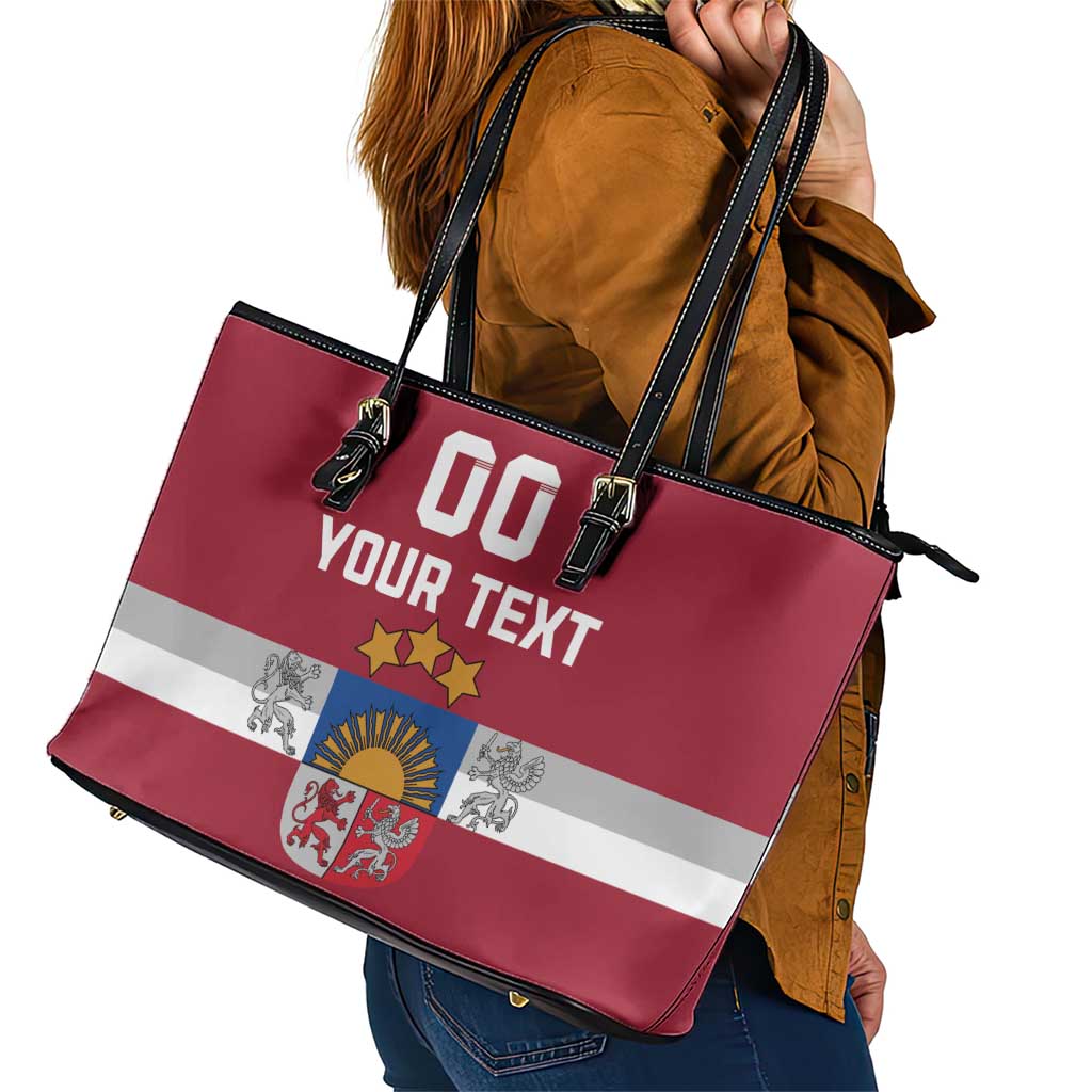 Custom Latvia Hockey Leather Tote Bag Latvijas Go Champions