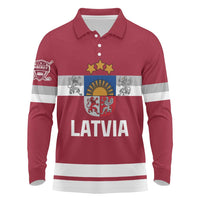 Custom Latvia Hockey Long Sleeve Polo Shirt Latvijas Go Champions