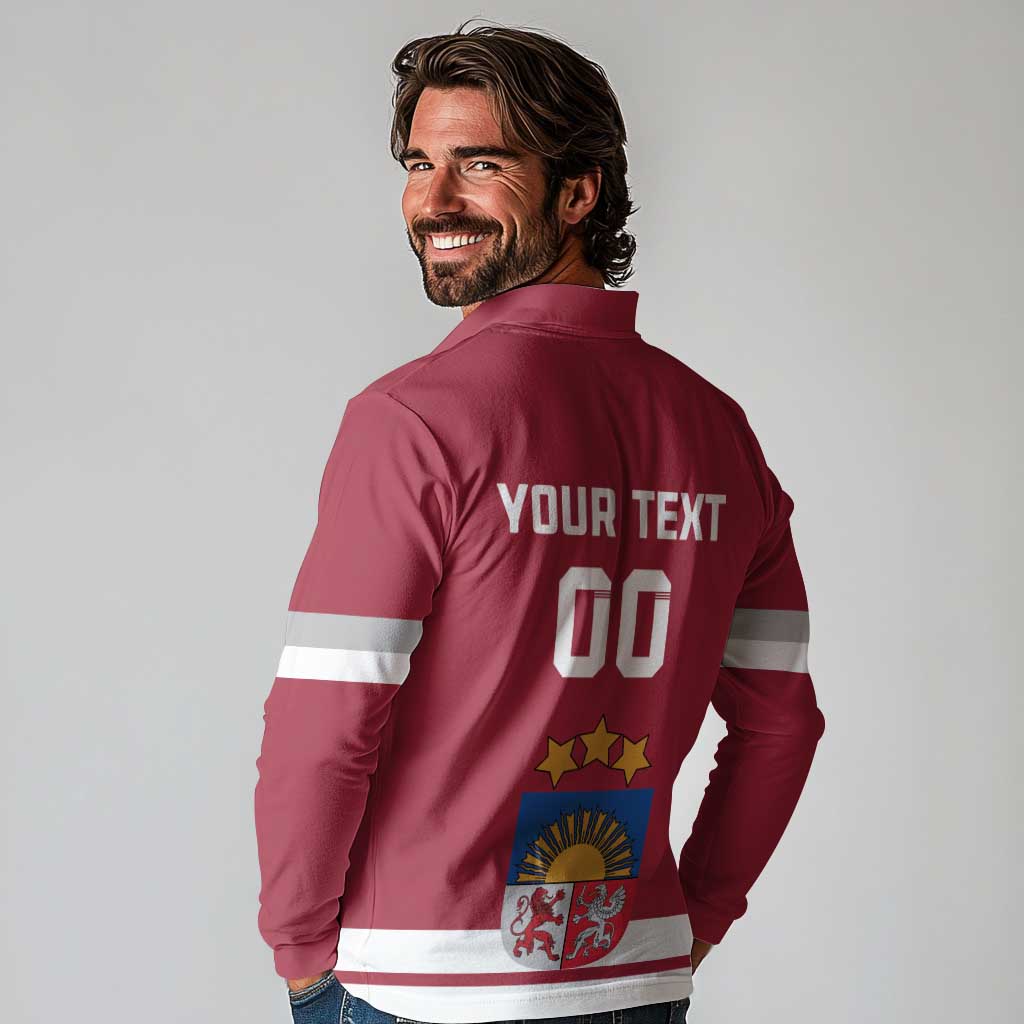Custom Latvia Hockey Long Sleeve Polo Shirt Latvijas Go Champions