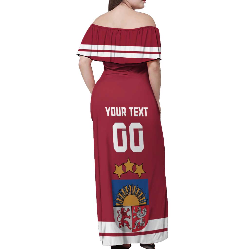 Custom Latvia Hockey Off Shoulder Maxi Dress Latvijas Go Champions