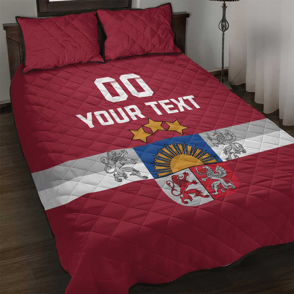 Custom Latvia Hockey Quilt Bed Set Latvijas Go Champions