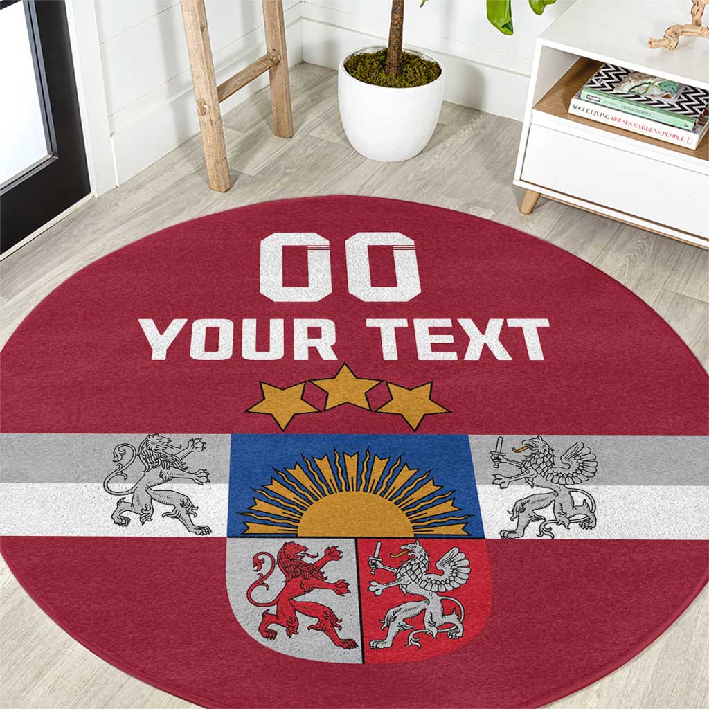 Custom Latvia Hockey Round Carpet Latvijas Go Champions