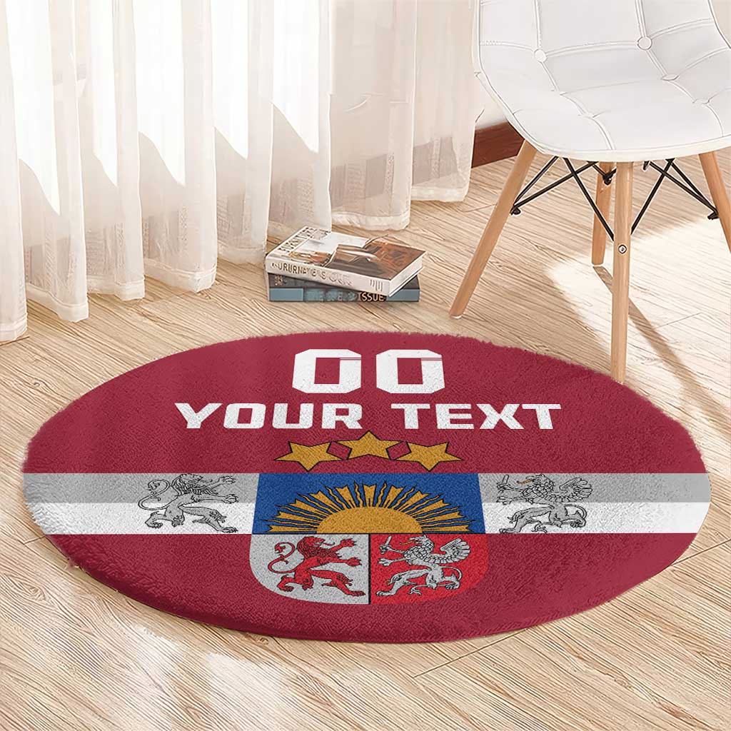 Custom Latvia Hockey Round Carpet Latvijas Go Champions