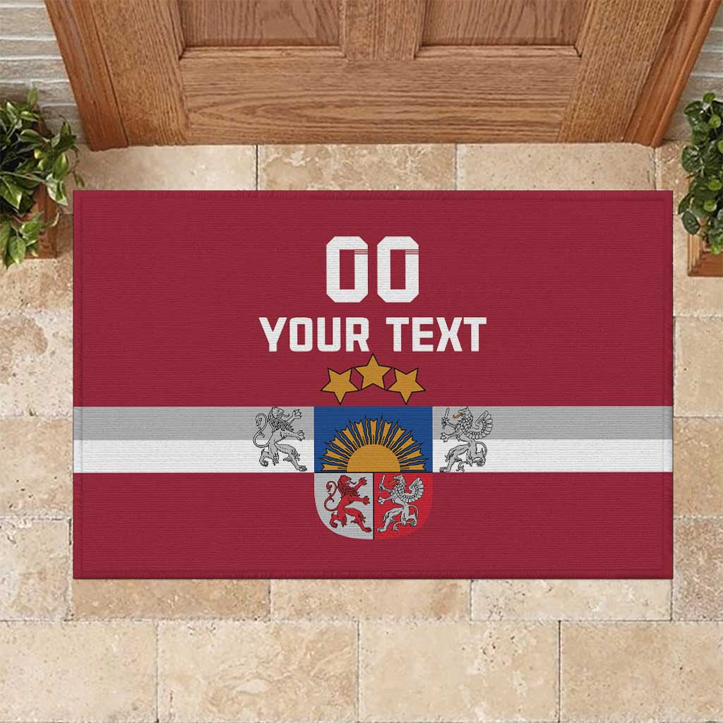 Custom Latvia Hockey Rubber Doormat Latvijas Go Champions