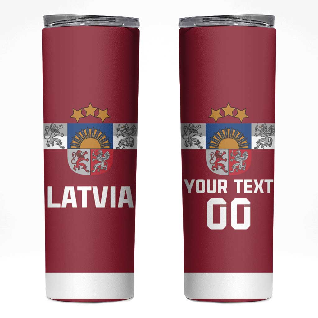 Custom Latvia Hockey Skinny Tumbler Latvijas Go Champions