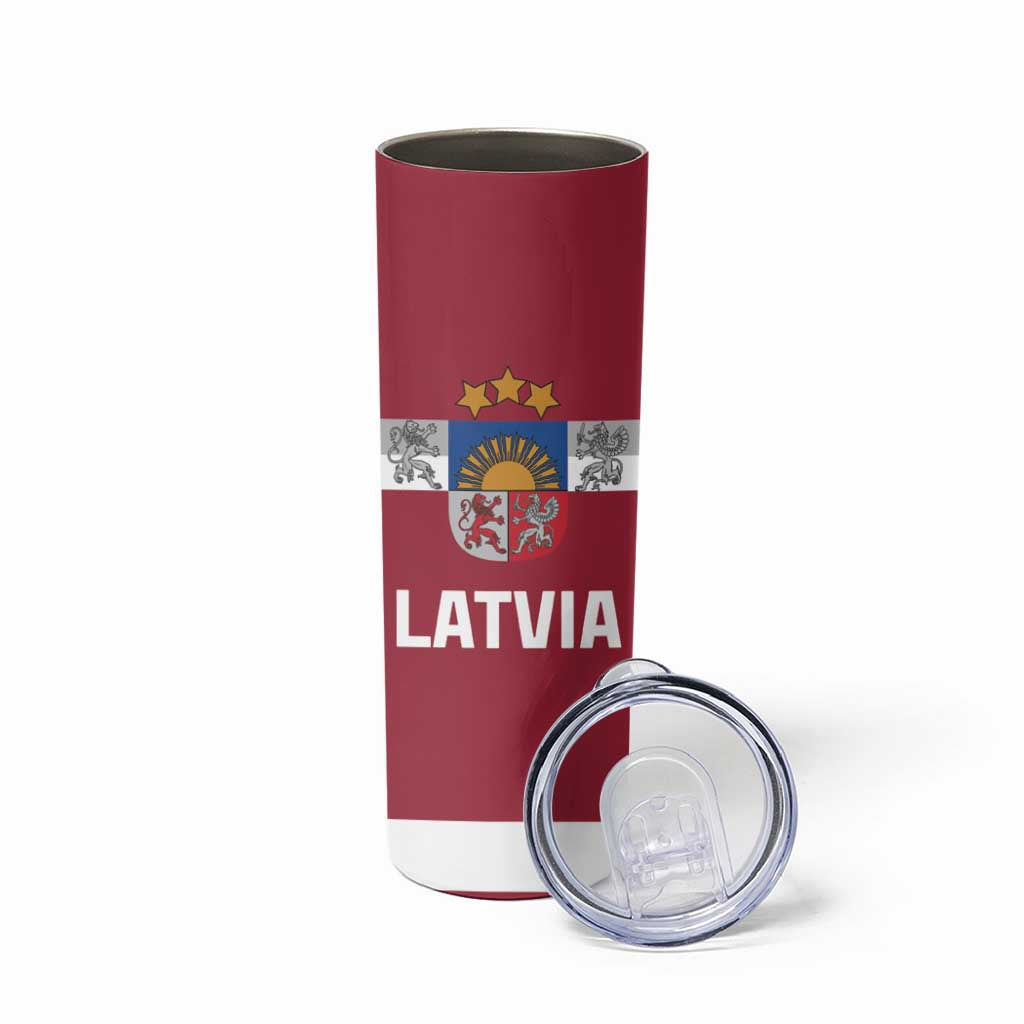 Custom Latvia Hockey Skinny Tumbler Latvijas Go Champions