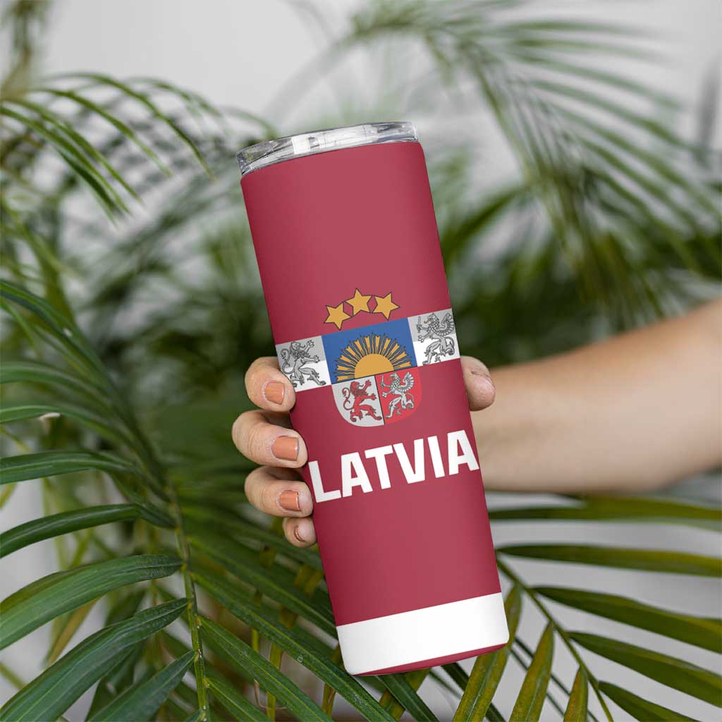 Custom Latvia Hockey Skinny Tumbler Latvijas Go Champions