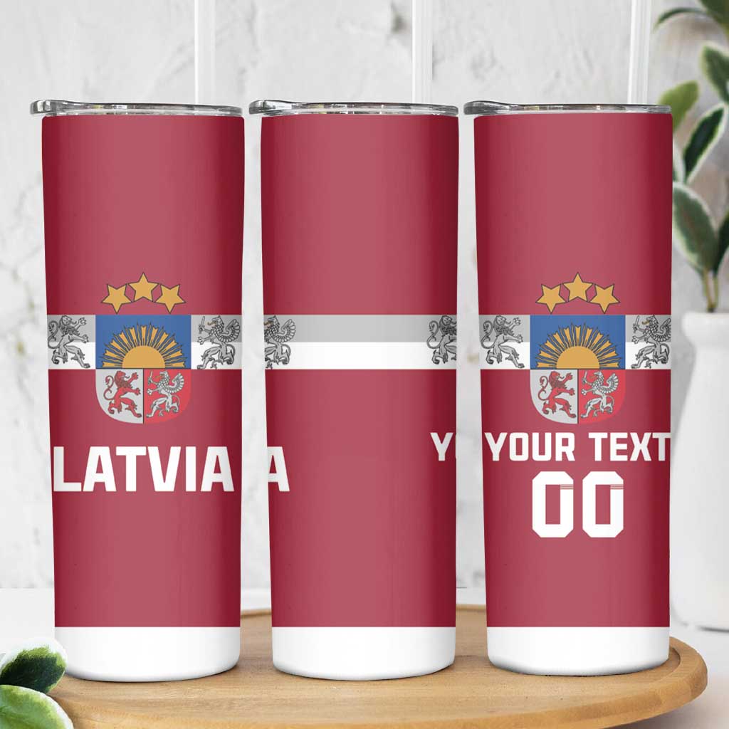 Custom Latvia Hockey Skinny Tumbler Latvijas Go Champions