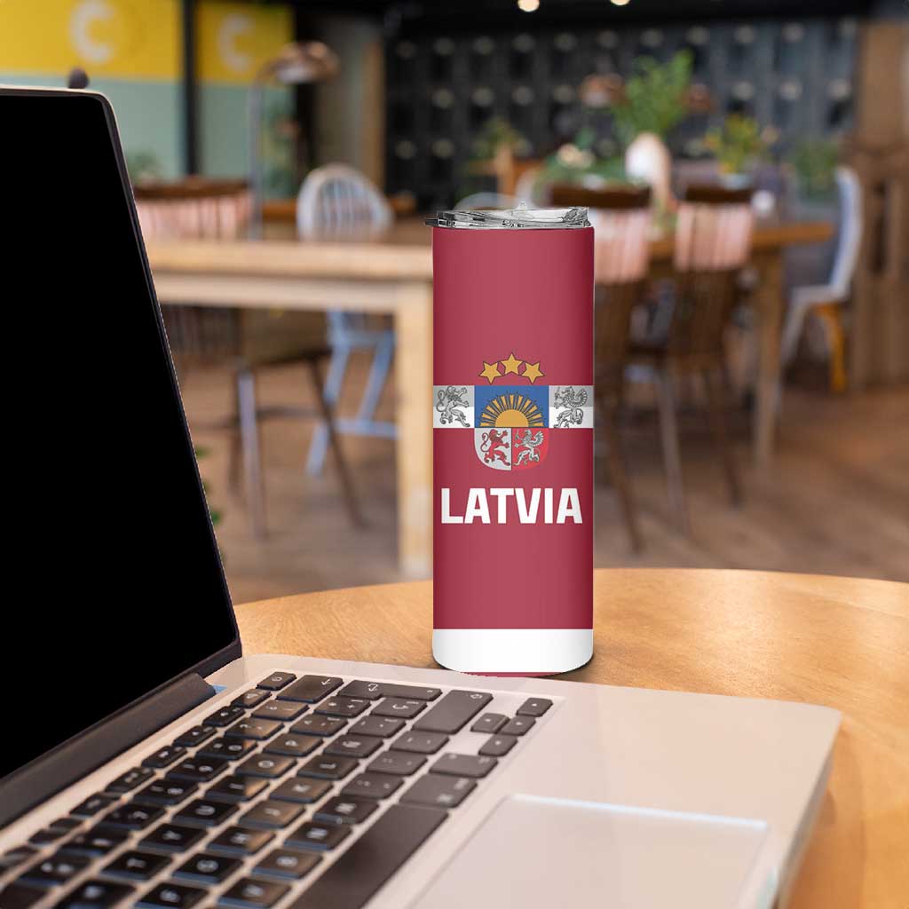 Custom Latvia Hockey Skinny Tumbler Latvijas Go Champions