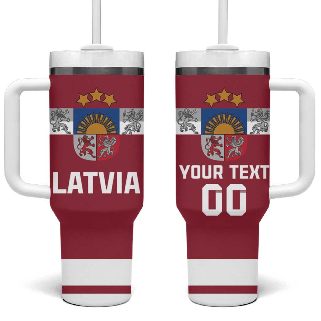 Custom Latvia Hockey Tumbler With Handle Latvijas Go Champions