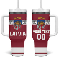 Custom Latvia Hockey Tumbler With Handle Latvijas Go Champions