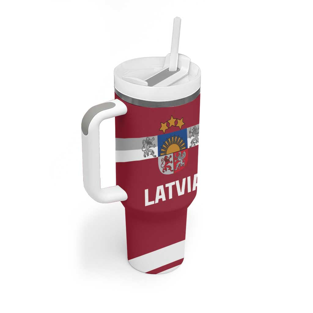 Custom Latvia Hockey Tumbler With Handle Latvijas Go Champions