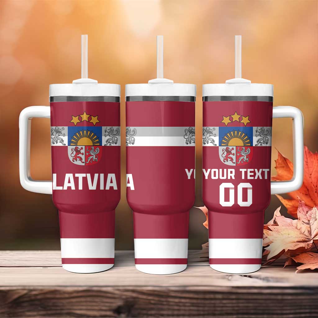 Custom Latvia Hockey Tumbler With Handle Latvijas Go Champions