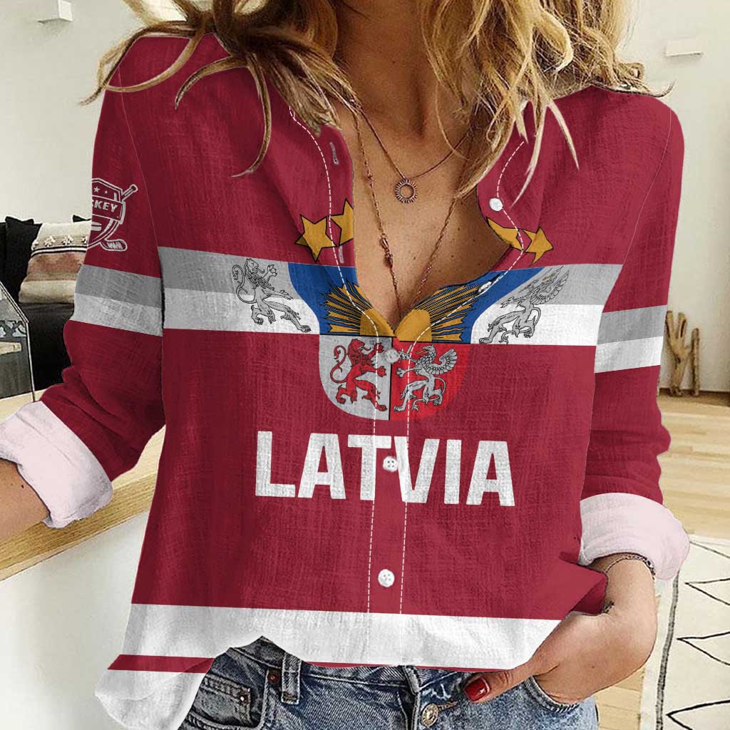 Custom Latvia Hockey Women Casual Shirt Latvijas Go Champions