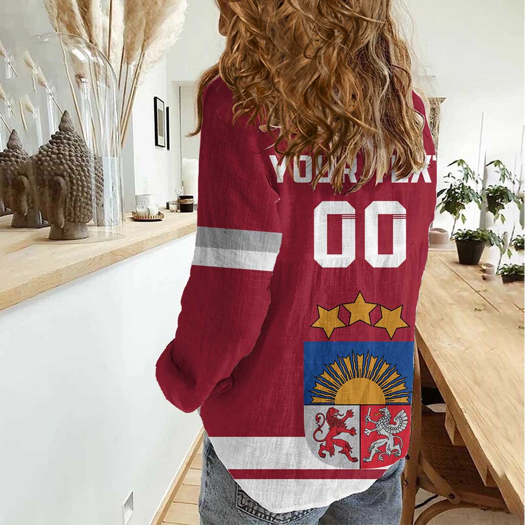 Custom Latvia Hockey Women Casual Shirt Latvijas Go Champions