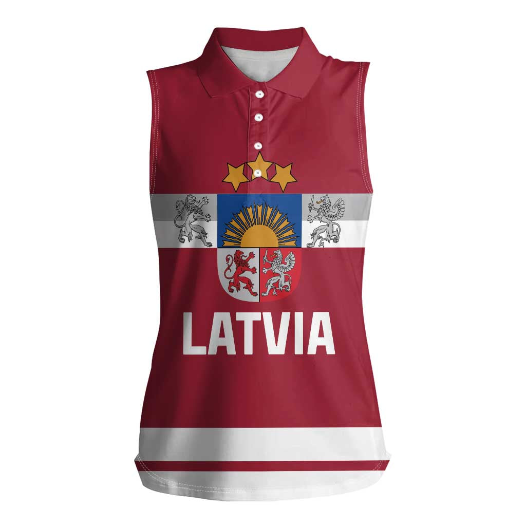 Custom Latvia Hockey Women Sleeveless Polo Shirt Latvijas Go Champions