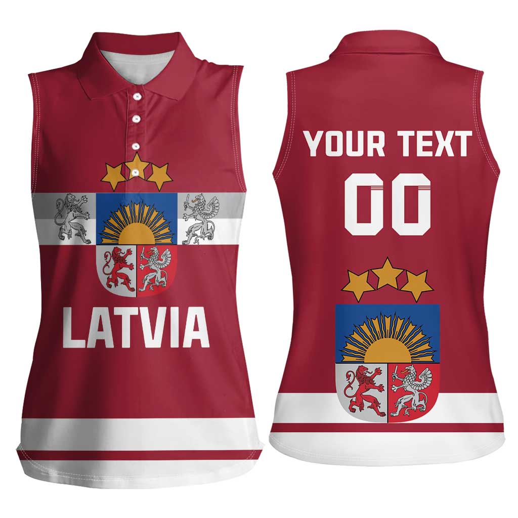 Custom Latvia Hockey Women Sleeveless Polo Shirt Latvijas Go Champions