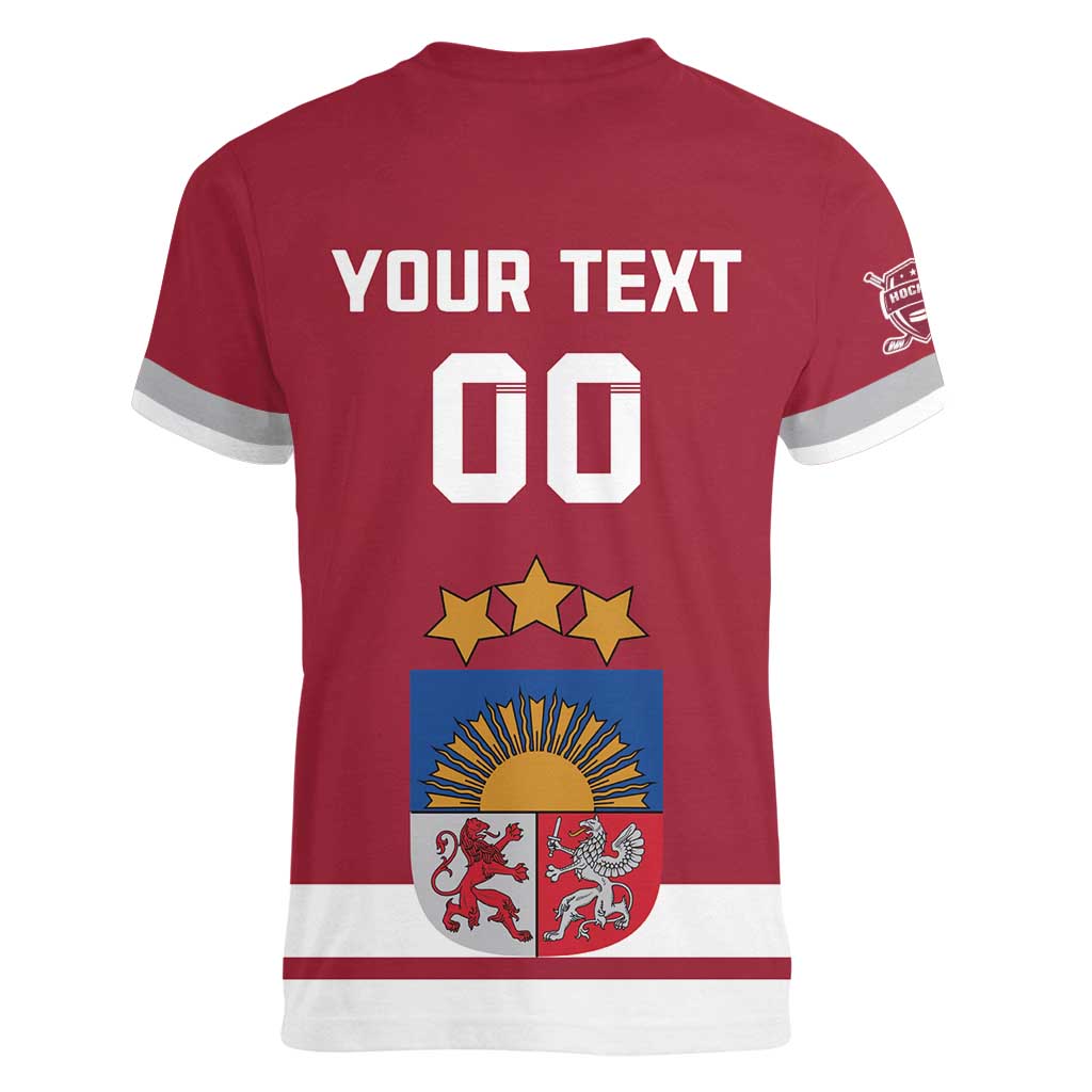 Custom Latvia Hockey Women V-Neck T-Shirt Latvijas Go Champions