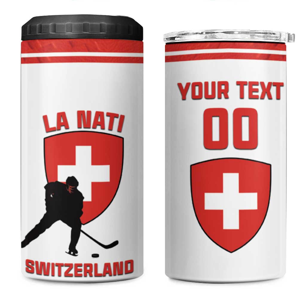 Custom Switzerland Hockey 4 in 1 Can Cooler Tumbler Come On La Nati