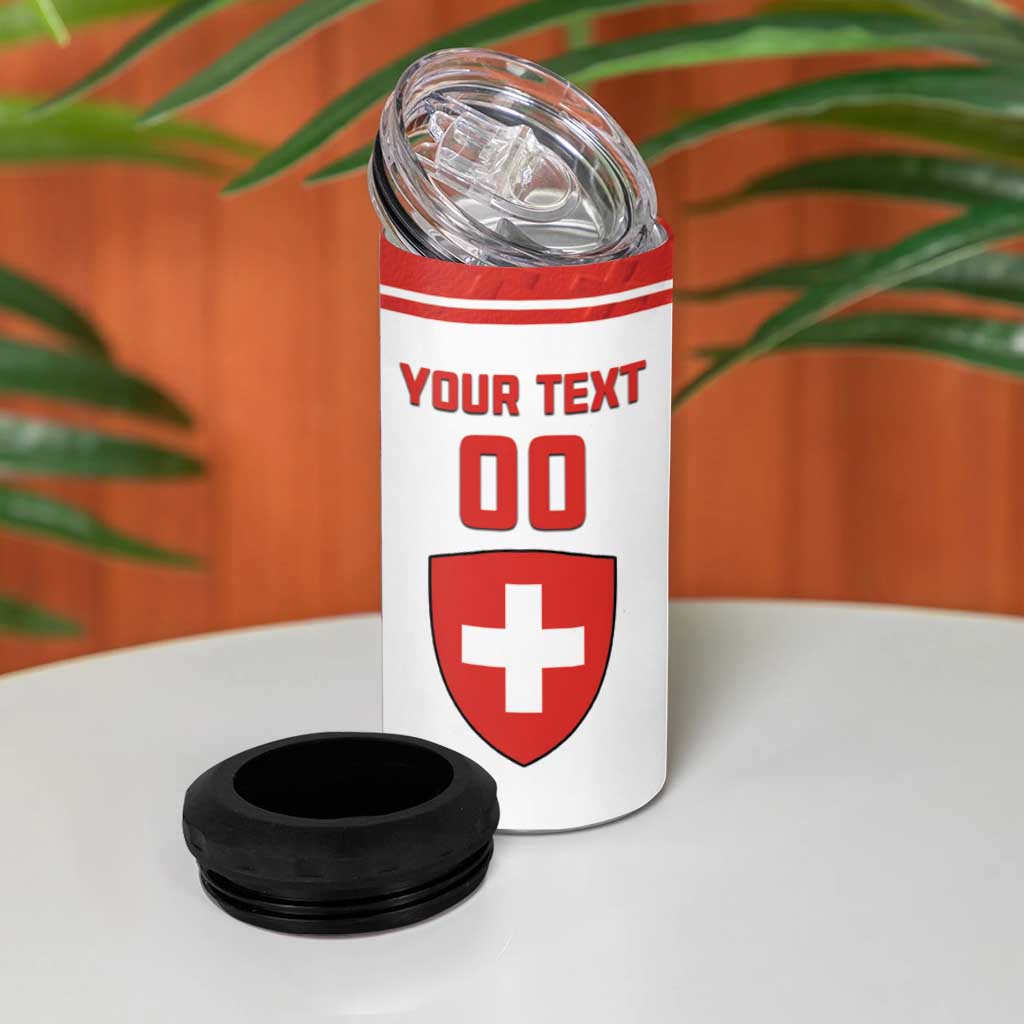 Custom Switzerland Hockey 4 in 1 Can Cooler Tumbler Come On La Nati