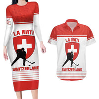 Custom Switzerland Hockey Couples Matching Long Sleeve Bodycon Dress and Hawaiian Shirt Come On La Nati