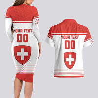 Custom Switzerland Hockey Couples Matching Long Sleeve Bodycon Dress and Hawaiian Shirt Come On La Nati