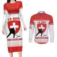 Custom Switzerland Hockey Couples Matching Long Sleeve Bodycon Dress and Long Sleeve Button Shirt Come On La Nati