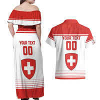 Custom Switzerland Hockey Couples Matching Off Shoulder Maxi Dress and Hawaiian Shirt Come On La Nati