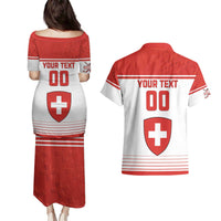 Custom Switzerland Hockey Couples Matching Puletasi and Hawaiian Shirt Come On La Nati