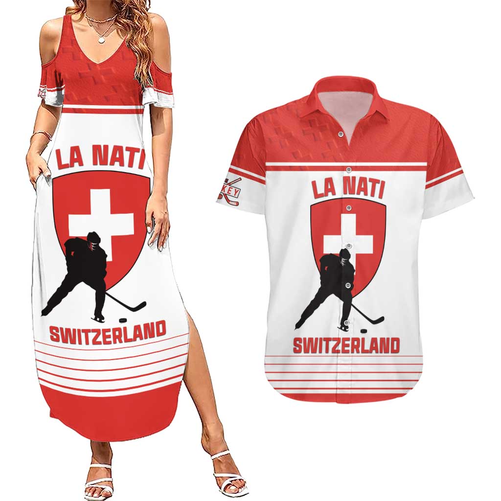 Custom Switzerland Hockey Couples Matching Summer Maxi Dress and Hawaiian Shirt Come On La Nati