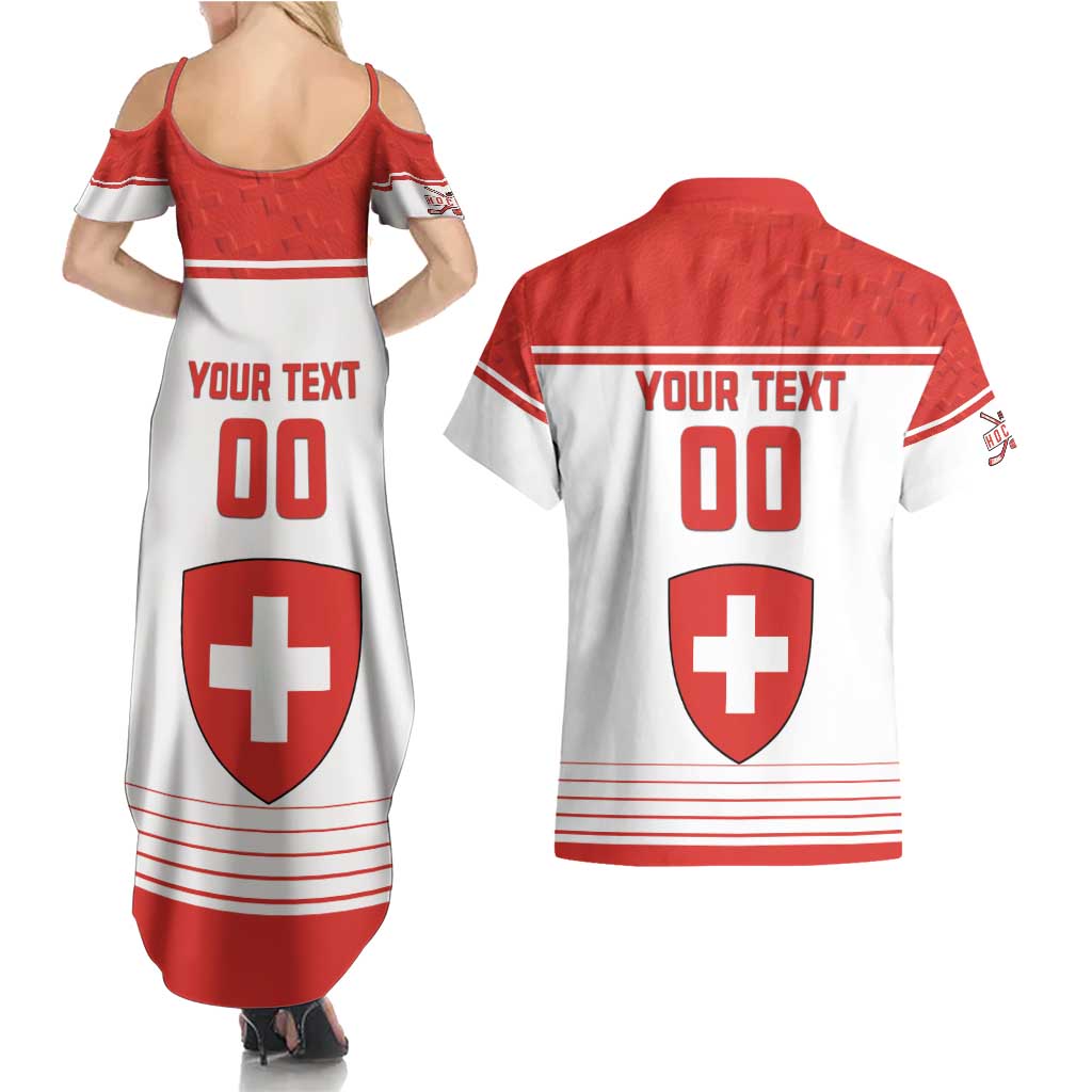Custom Switzerland Hockey Couples Matching Summer Maxi Dress and Hawaiian Shirt Come On La Nati