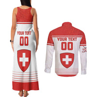 Custom Switzerland Hockey Couples Matching Tank Maxi Dress and Long Sleeve Button Shirt Come On La Nati